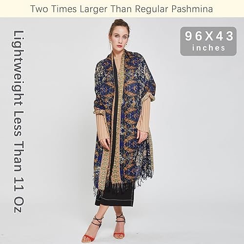 Miniatura 6 de DANA XU Lujosa bufanda de cachemira floral de gran tamaño, 100% de lana pura, extra grande, cálida, chal y envoltura para mujer