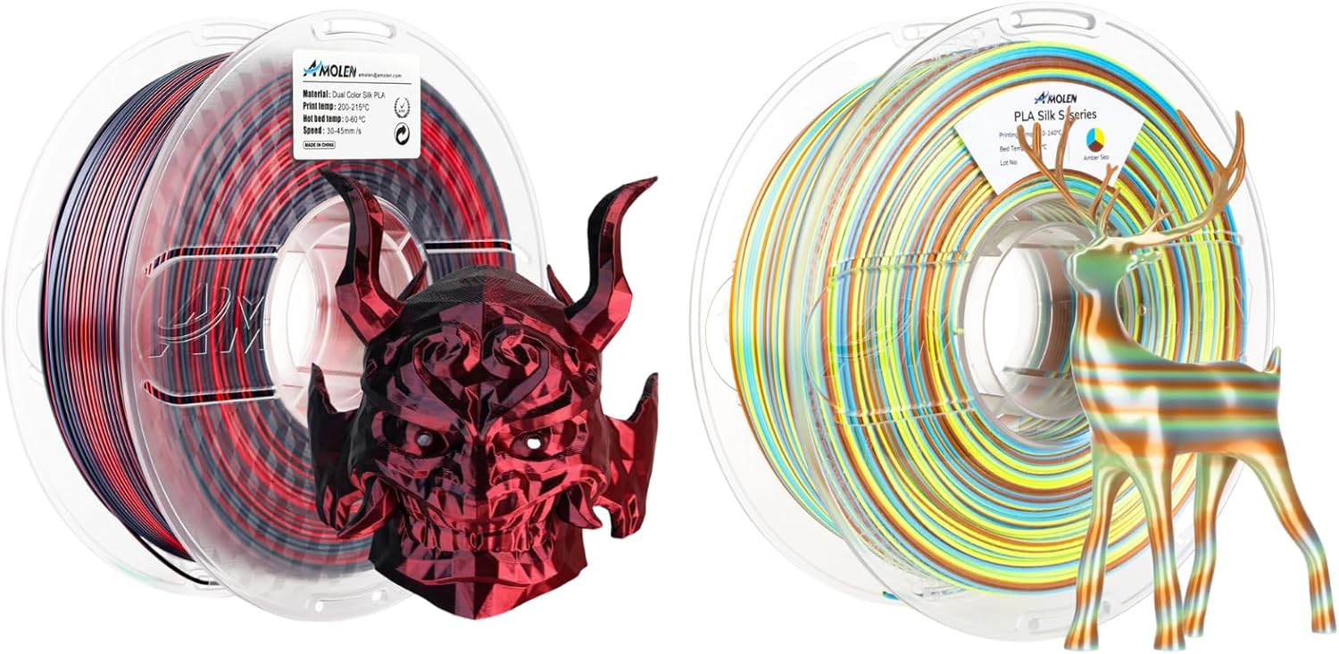 AMOLEN 3D Printer Filament Bundle, PLA Filament 1.75mm