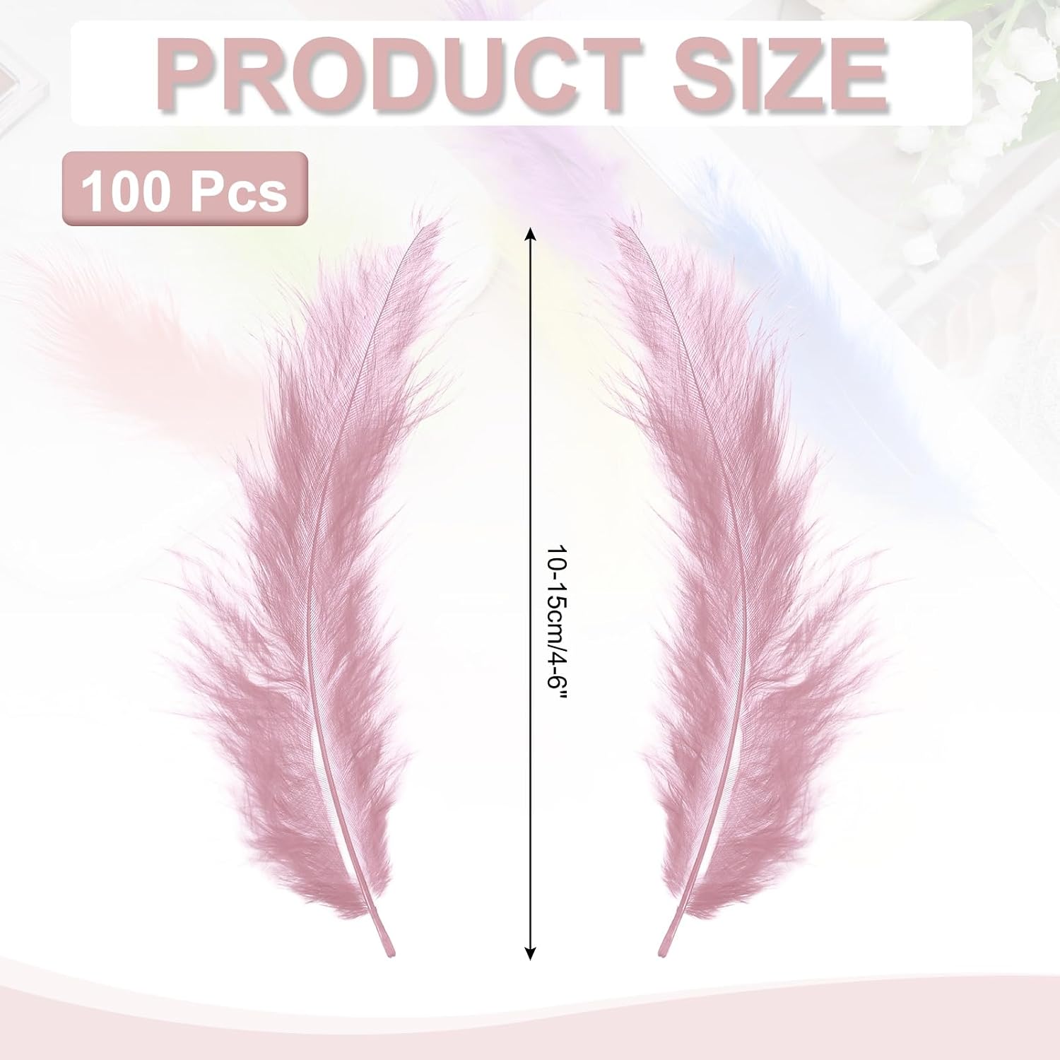 PATIKIL 100 Pack Fluffy Turkey Marabou Feathers,4-6 Inches Peach Pink Natural Turkey Feathers for Crafting Dream Catcher Fringe Trim Fly Tying Party Decorations