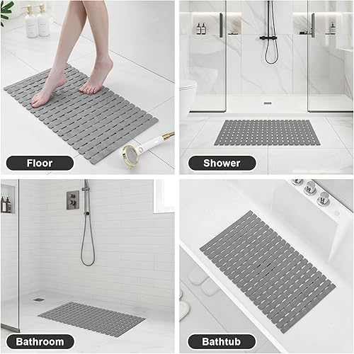 Miniatura 8 de XIYUNTE Tapete de ducha antideslizante para bañera, tapete de baño de PVC de 27 x 16 pulgadas, tapete de ducha antideslizante para ducha interior,