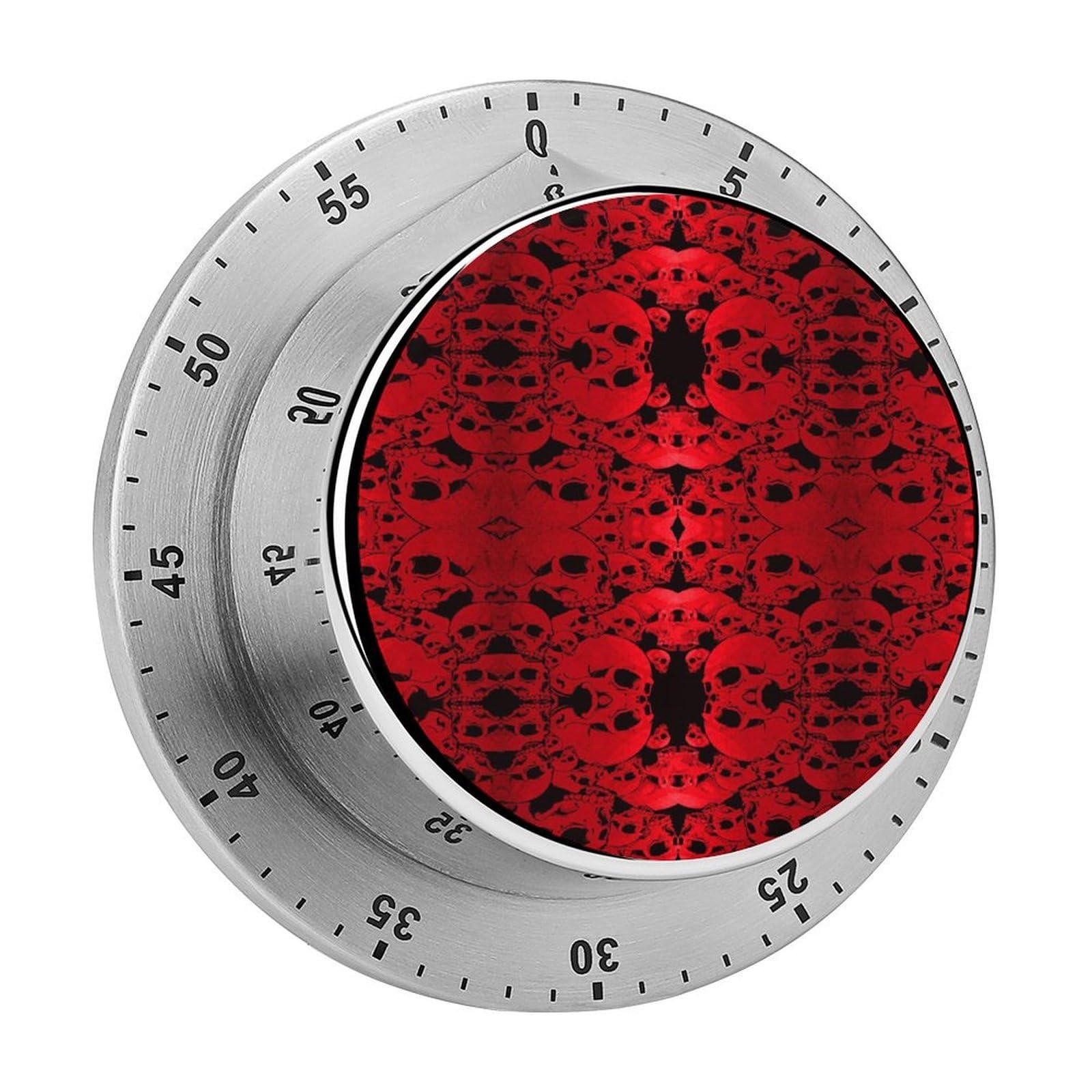 Red Fire Sugar Skull Art Circular Rotating Timer, Suitable for Kitchen and Bedroom