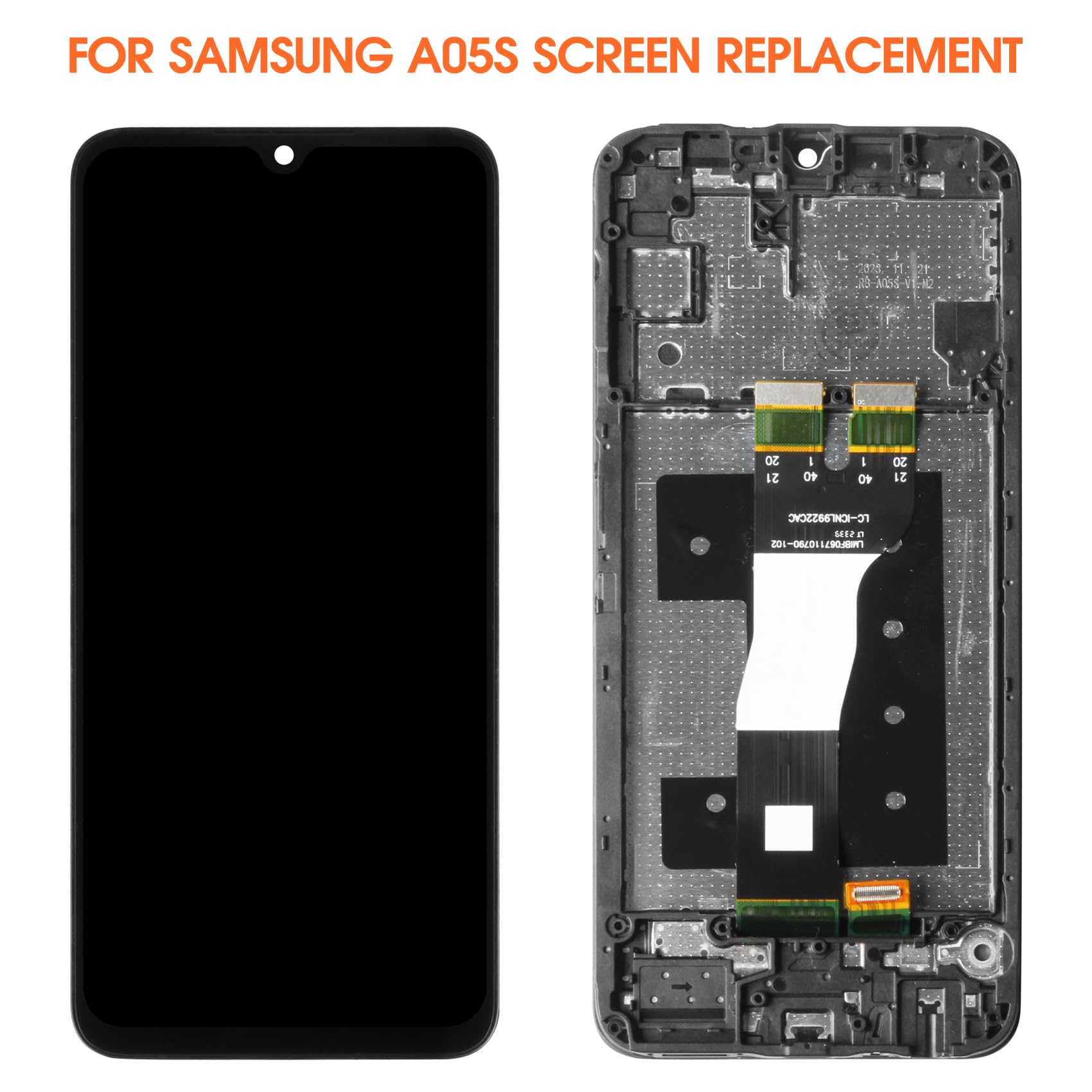 pour Samsung A05S LCD Écran pour Samsung Galaxy A05S SM-A057G SM-A057F SM-A057M 6.7" LCD Display Ecran Remplacement Tactile Digitizer Assemblée avec Outils, Noir avec Cadre
