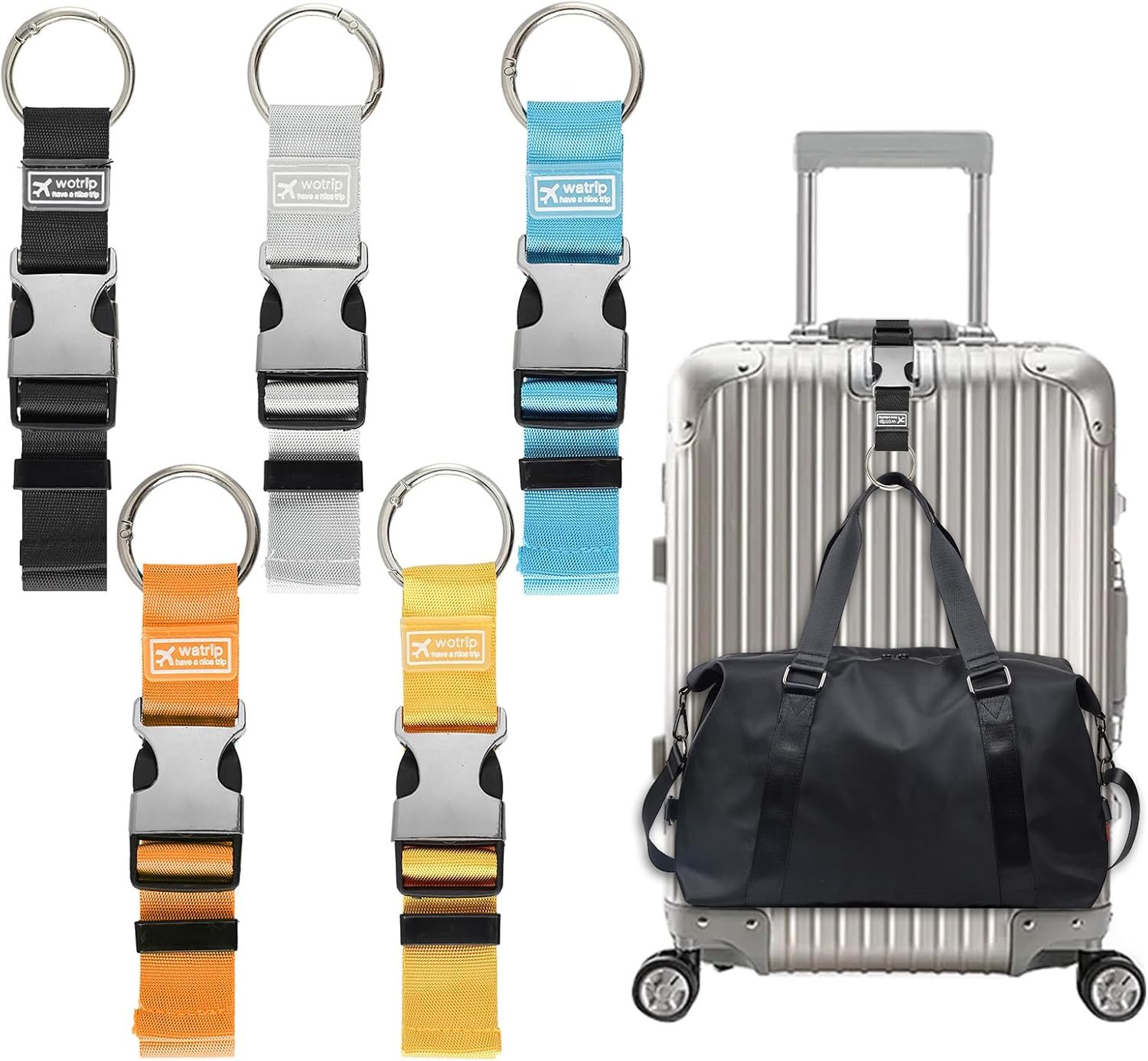 5 Pcs Luggage Connector Straps, Add a Bag Luggage Strap Gripper, Suitcase Adjustable Belts with Buckle for Travel(5 Colors)