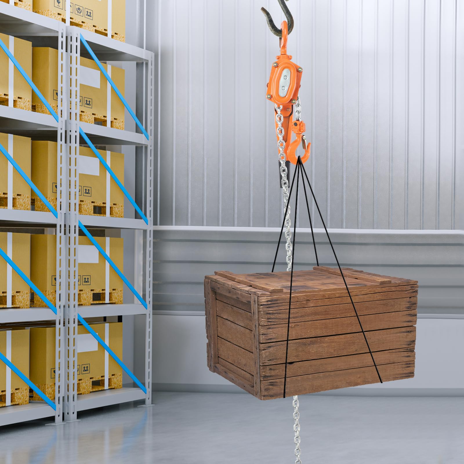 1,5 Tonnen Handkettenzug aus Premiumlegiertem Stahl 3M Hubhöhe, Hebelblock-Kettenzug mit 360° drehbarer Haken, Manueller Kettenblock Hebel Hebelzug Kettenzug mit Griff