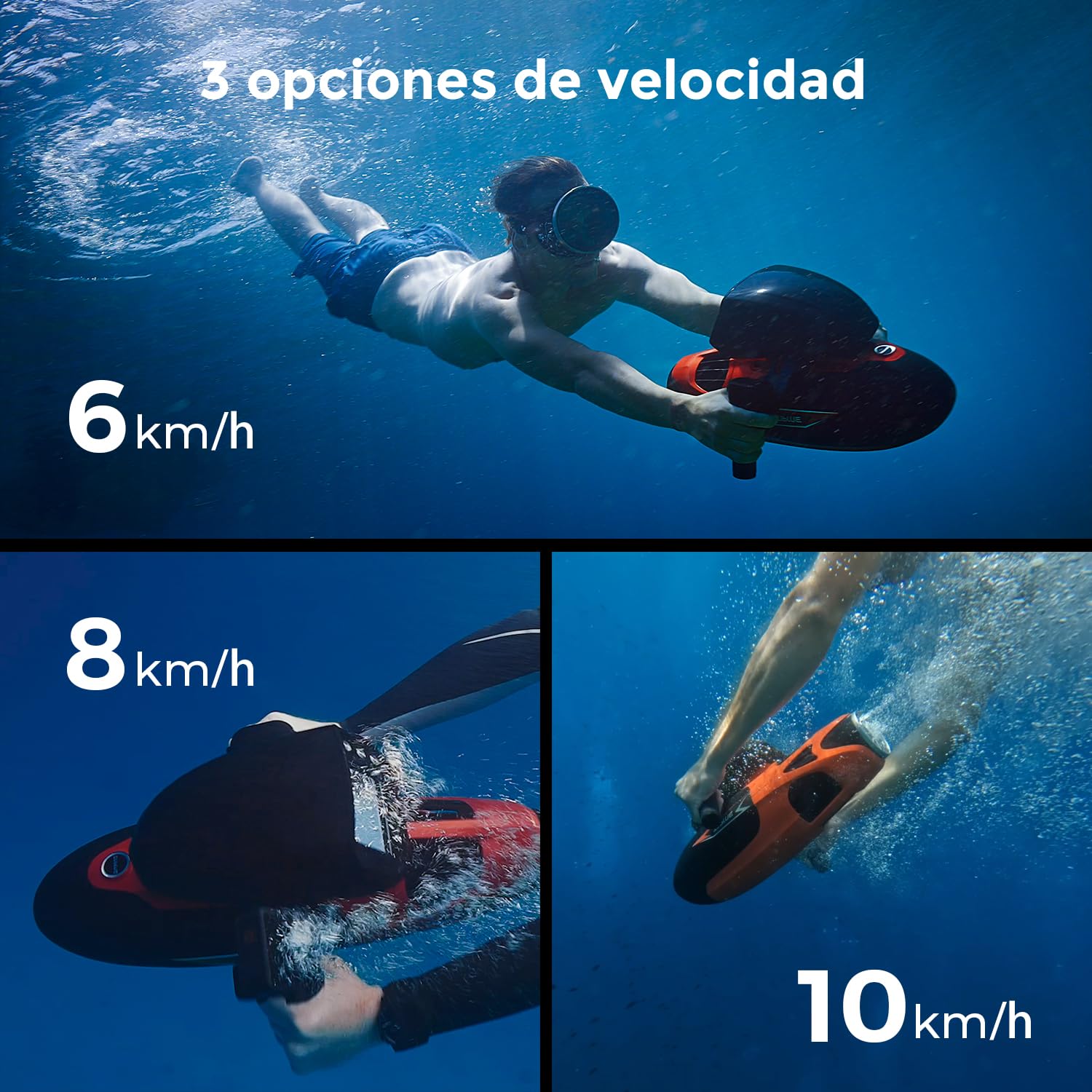 Sublue Vapor Pump-Jet - Patinete subacuático de 3 velocidades de 60 Minutos, 10 km/h, 21 kgf para Buceo Libre, Buceo, esnórquel, Juguetes recreativos para Yates y Barcos (Rojo Vapor + Batería)