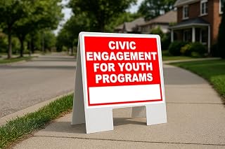 Civic Engagement For Youth Programs Write On Me Red Folding Coroplast A-Frame with Double-Sided 23in x23in