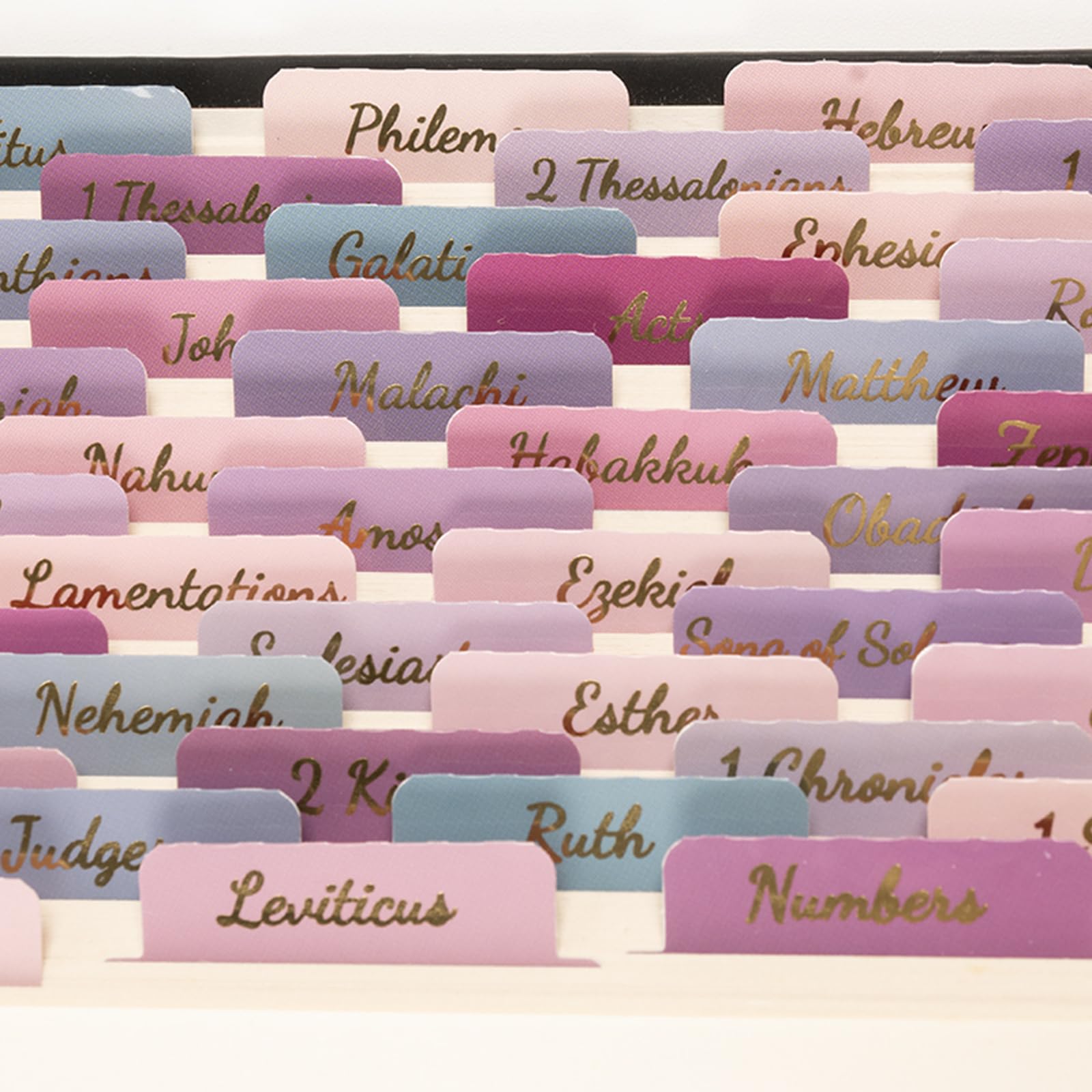 Lumintutu Laminated Bible Tabs, Gold Foil Large Print Bible Study Journaling Supplies, Christian Gift for Women and Men, Index Tabs for Old and New Testament, She Reads Truth Bible (Purple Pink)