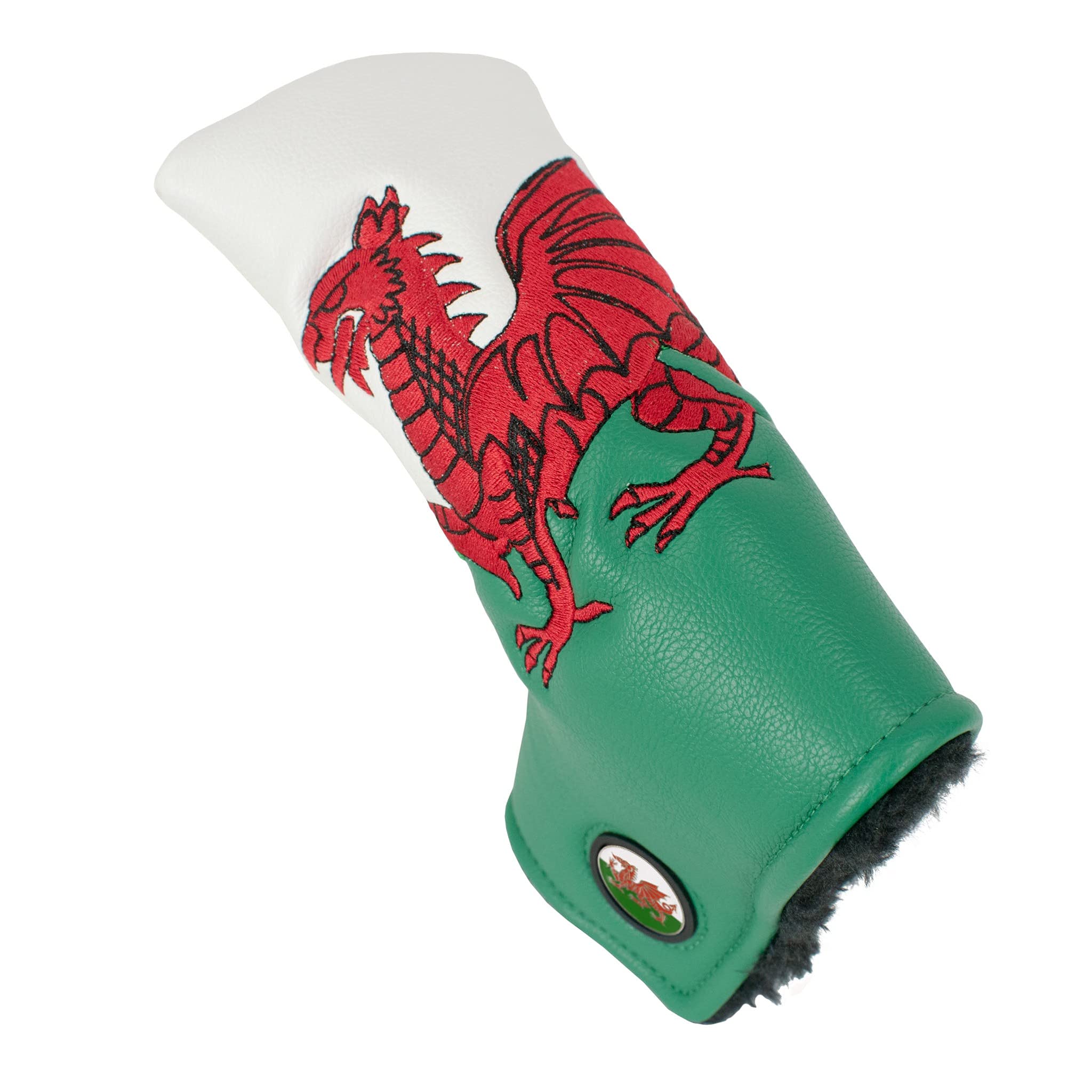Asbri Golf Wales Patriot Putter Cover, White, Green, Red
