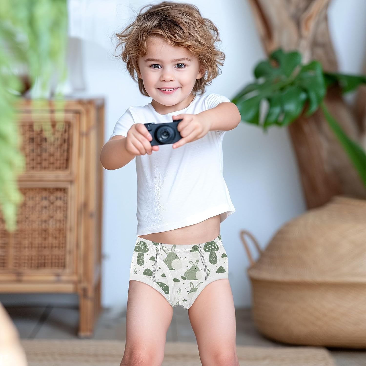 visesunny Mushroom Dragon Rabbit Boys Underwear Cotton Printed Toddler Soft Training Briefs Size 2T-8Y for Kids