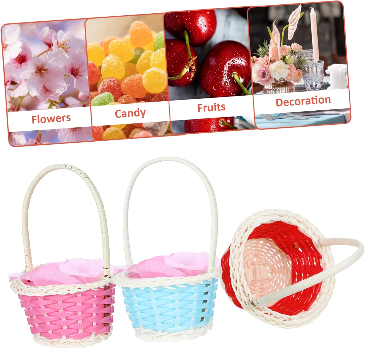 MERRYHAPY 6pcs Small Woven Baskets Handle Easter Egg Baskets Mini Candy for Boys and Girls