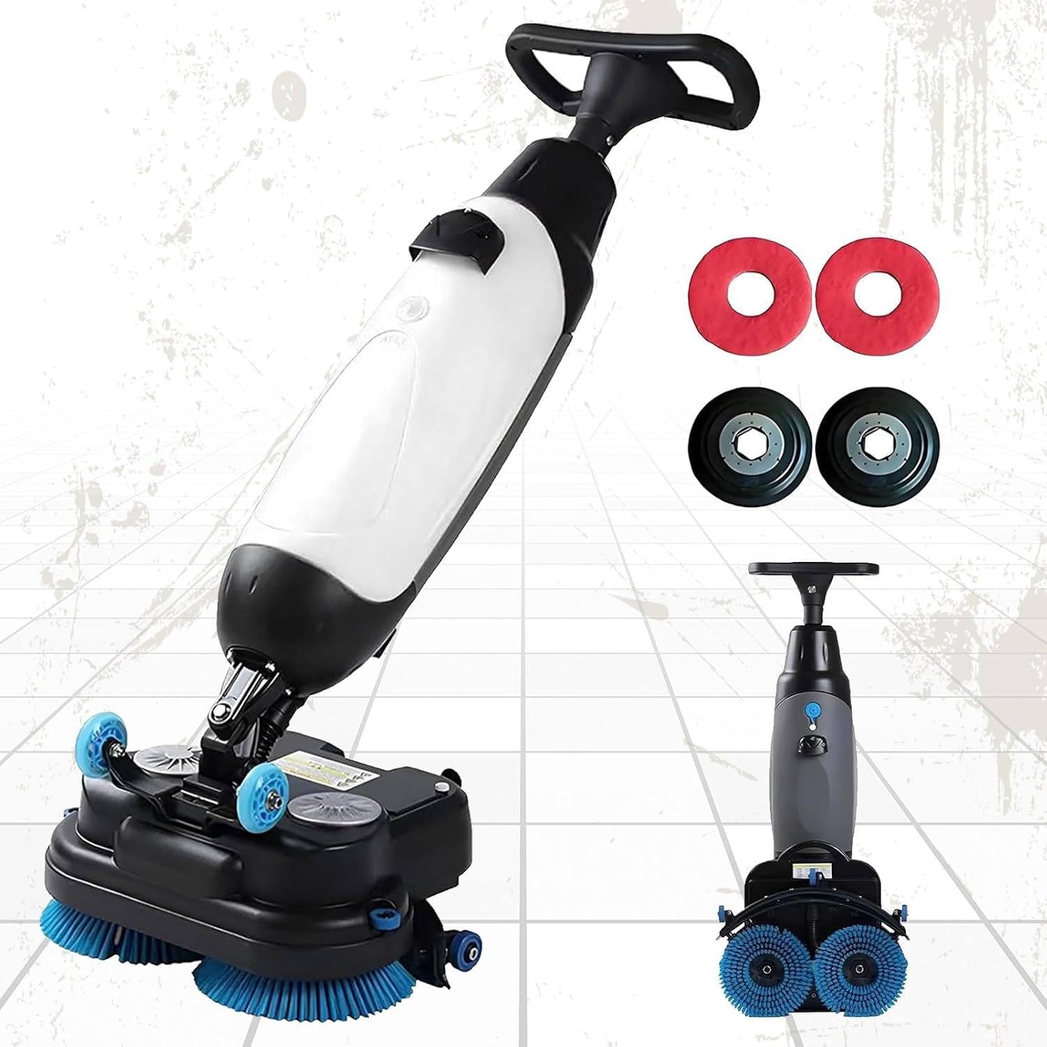 RoyceBee Floor Polisher Commercial, 17" Carpet Cleaning Machine, Floor Buffer Scrubber,240rpm, Coverage 13000 Sqft/H, Industrial Floor Cleaning with 3.17gal Tank and 2brush Heads White