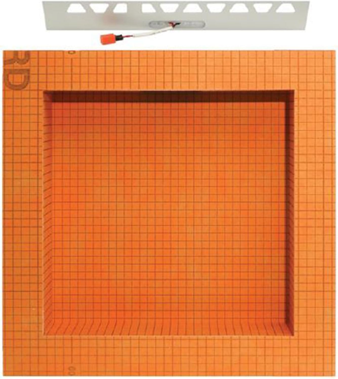 Schluter Kerdi-Board-SNLT Shower Niche with Integrated LIPROTEC LED Lighting - Waterproof and Vapor-Tight - 12" Width, 12" Height, Warm White LED - KB12SNLT1WW