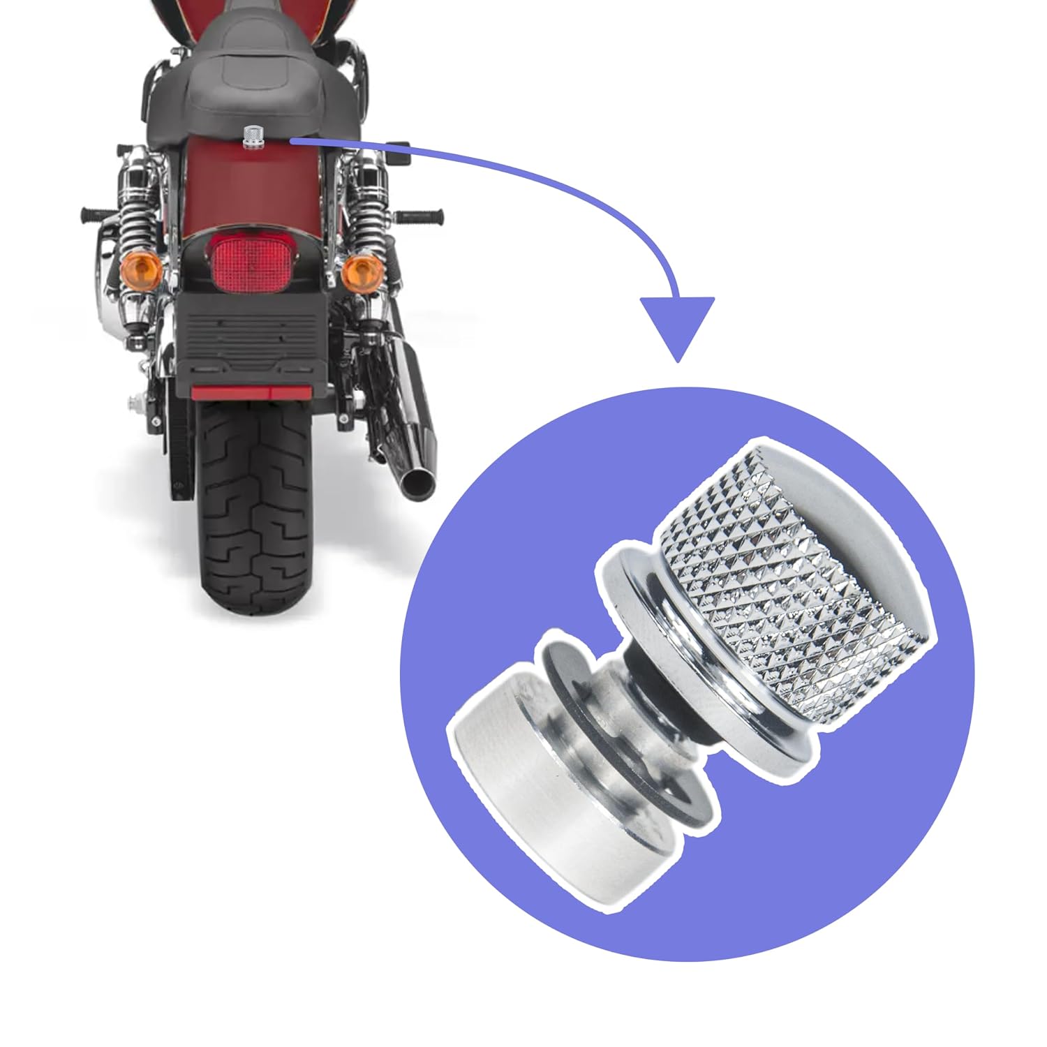 2 Pcs Motorcycle Seat Bolt Kit, 1/4-20 Thread Fender Seat Nut Kit, Motorcycle Seat Screw Mount Aluminum Seat Bolt for Harley-Davidson Sportster Softail Touring Dyna 1996-After (Silver)