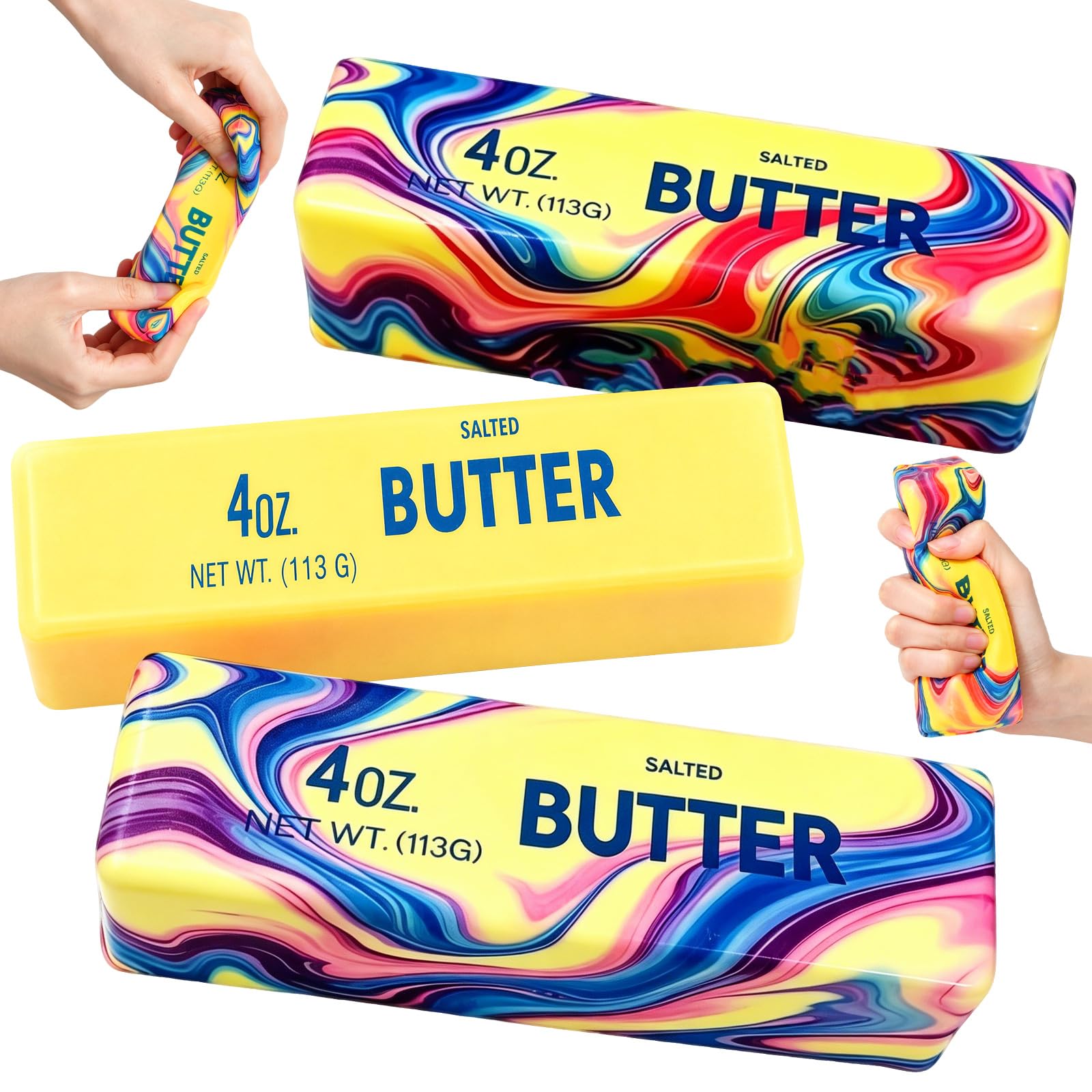 Butter Squishy, 3Pcs Rainbow Butter Squishy Fidget Toys