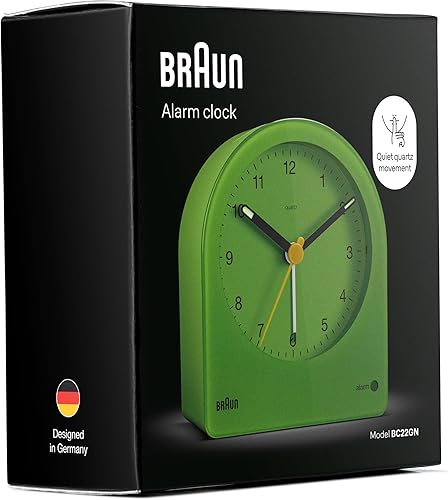 Miniatura 4 de Braun Reloj despertador analógico clásico con repetición y retroiluminación continua, movimiento de cuarzo silencioso, esfera fácil de leer, alarma