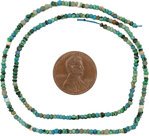 Miniatura 2 de TheBeadChest Aqua Tiny Turquoise Stone Saucer Beads 0.079 in Afganistán Blue Gemstone 14 pulgadas