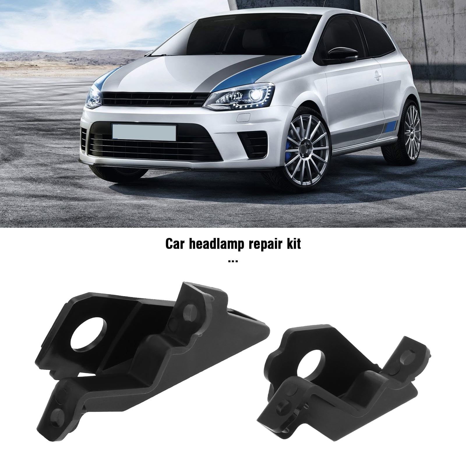ECSiNG Kit di riparazione fari auto staffa clip inludes vite e guarnizione anteriore faro riparazione set 6R0998225 6R0998226 compatibile con VW Polo 2009-2017