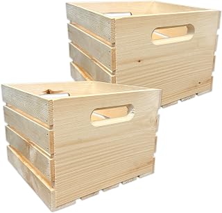 Wilson Wood Unfinished Cube Pine Crate for Storage and Decoration at Home, Office, Kitchen, Bedroom, and Retail (12.5"x12.5"x9.25") (Set of 2)