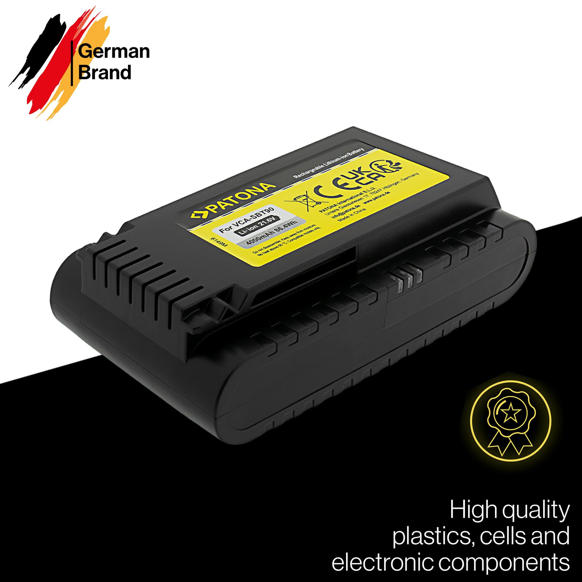 PATONA Batteria 21,6V 4000mAh per Samsung Powerstick Jet – sostituisce VCA-SBT90 – per Jet 75, Jet 90, Jet 90E, VS9000, VS20R9074S2, VS20T7551P5 – pulizie complete senza ricariche intermedie