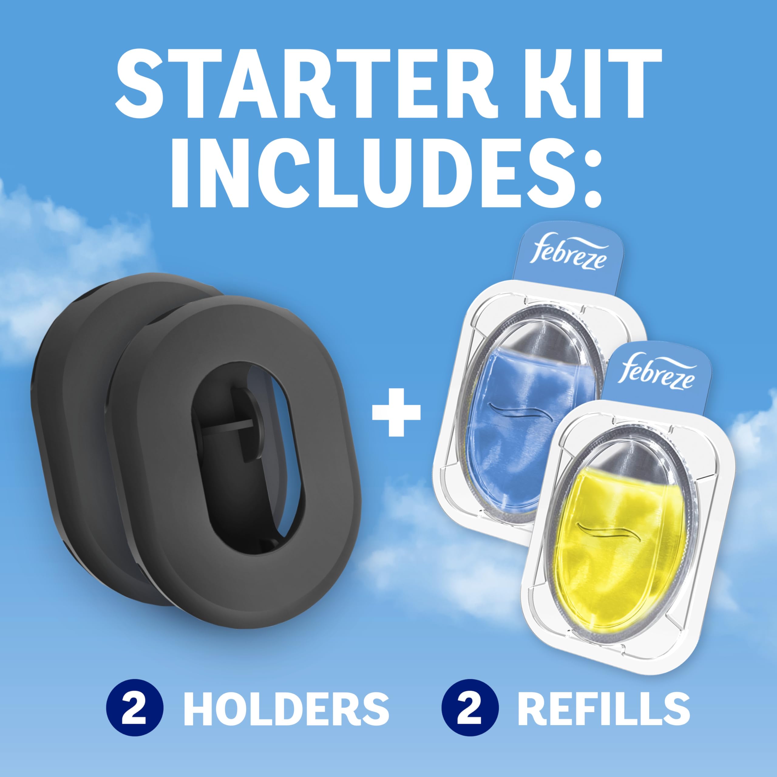 Stick-On Air Freshener, 2 Holders + 2 Refills N798
