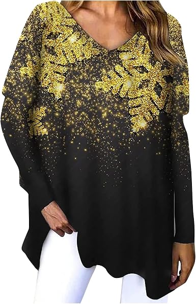 Blouse Christmas Casual V-neck Waist 