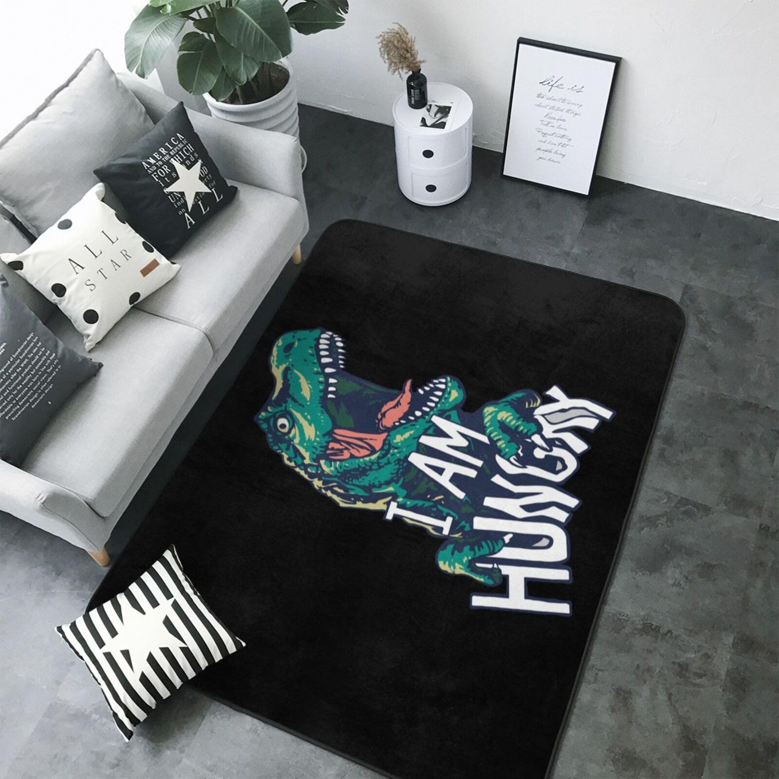 Tapis de chambre lavable dinosaures pour le confort des enfants au salon