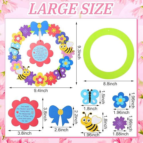 Miniatura 2 de Qilery 24 piezas de corona de flores para el día de la madre, corona de flores para mamá con flores, mariposa, abeja, regalos para niños, aula, día