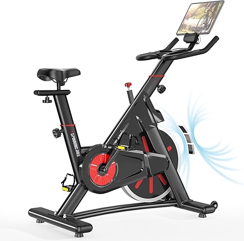 SogesPower Bicicleta estática para interiores, bicicleta estática magnética, bicicleta de fitness para el hogar, correa silenciosa con soporte para