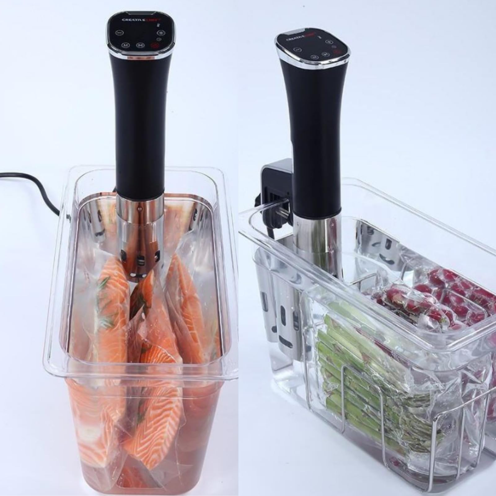 Contenedor Sous Vide – Baño de agua de 6 cuartos de galón con tapa, estante, bolsas de vacío y bomba de mano – Kit Sous Vide de 12.8 x 7.9 x 6.9 pulgadas para cocinar de precisión en casa