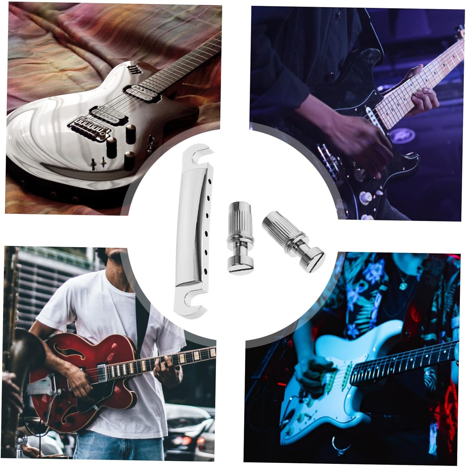1Set Guitar Bridge Tailpiece with Screws Durable Silver Electric Guitar Replacement Part for Easy Installation