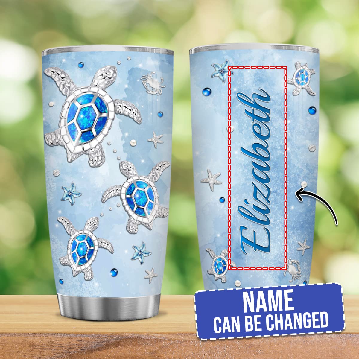 Wassmin Sea Turtle Tumbler Personalized Turtles Gifts For Women Customized Name Jewelry Drawings Style Stainless Steel Tumblers Coffee Travel Mug 20oz 30oz Birthday Christmas Stuff Gift