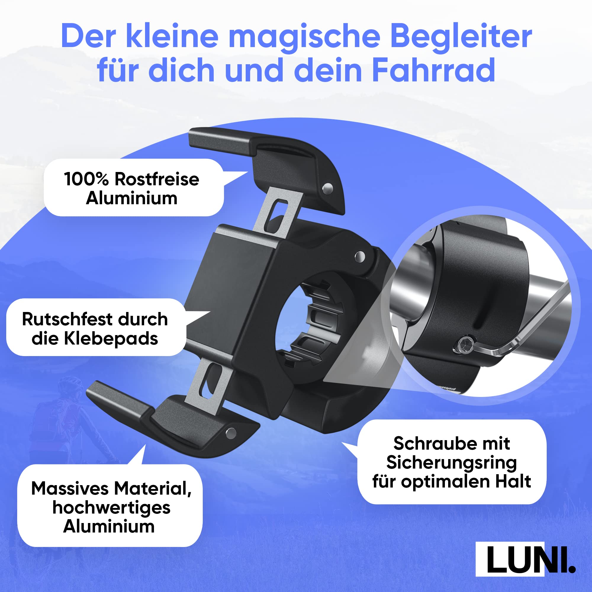Qii Lu mobiele telefoonhouder voor fiets en motorfiets, mobielhouder voor op de fiets en motorfiets
