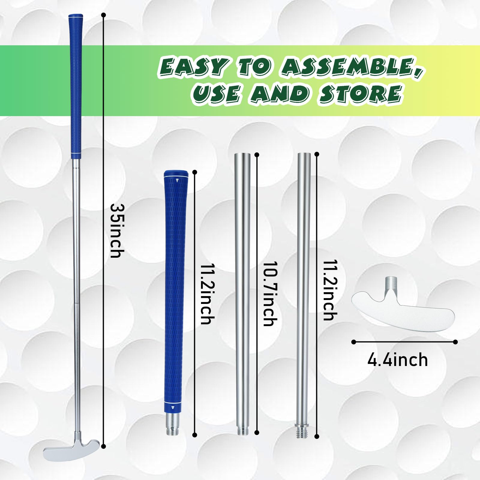 Liliful Mini Putter de Golf para Niños, 6 Putters y 6 Pelotas, Agarre Desmontable, Diestros y Zurdos