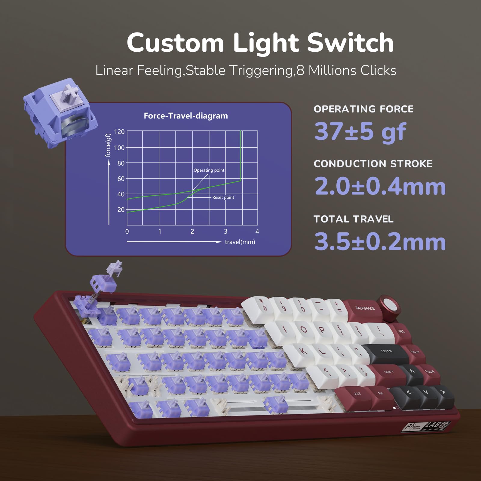 RK ROYAL KLUDGE Tastiera meccanica cablata R65 con manopola del volume, 60% percento RGB retroilluminato tastiera da gioco con guarnizione di montaggio con copritasti PBT, profilo MDA, QMK/VIA