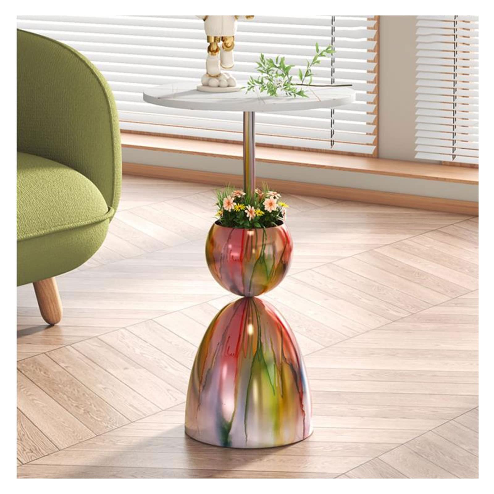 Table basse ronde moderne pour optimiser l'espace des petits salons