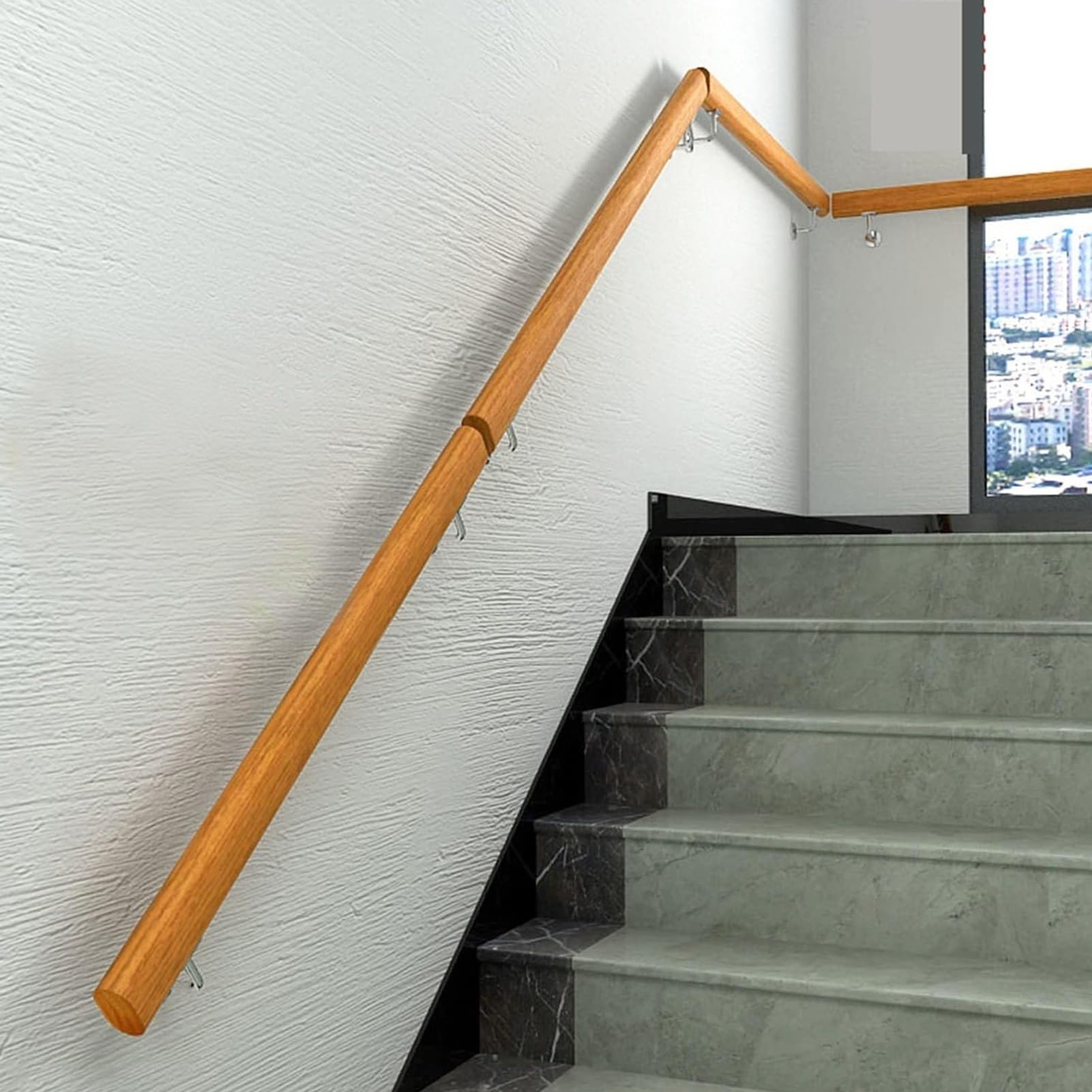 Rampes d'escalier en bois de 1 à 15 pieds avec support mural inox