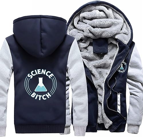 Miniatura 3 de Science Bitch Men's Zippered Up Hoodie Winter Heavyweight Sweatshirt Print Thick Jacket with Pocket