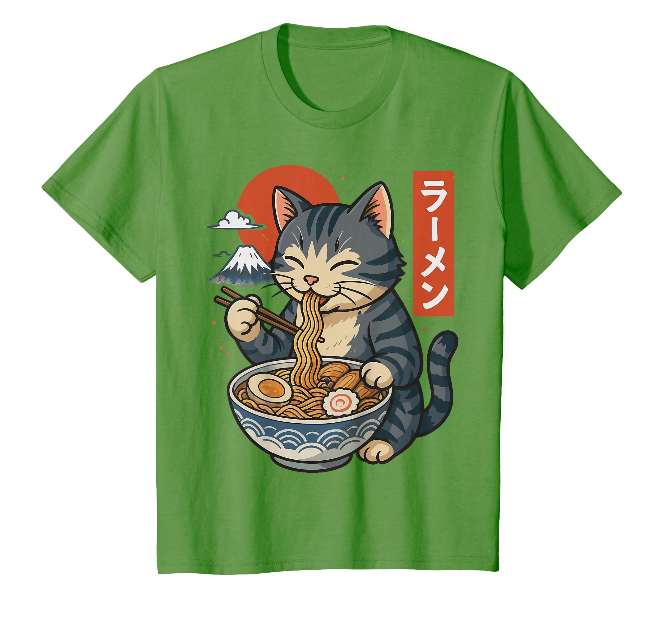 Anime Cat Eating Ramen Retro Kawaii Ramen Cat T-Shirt