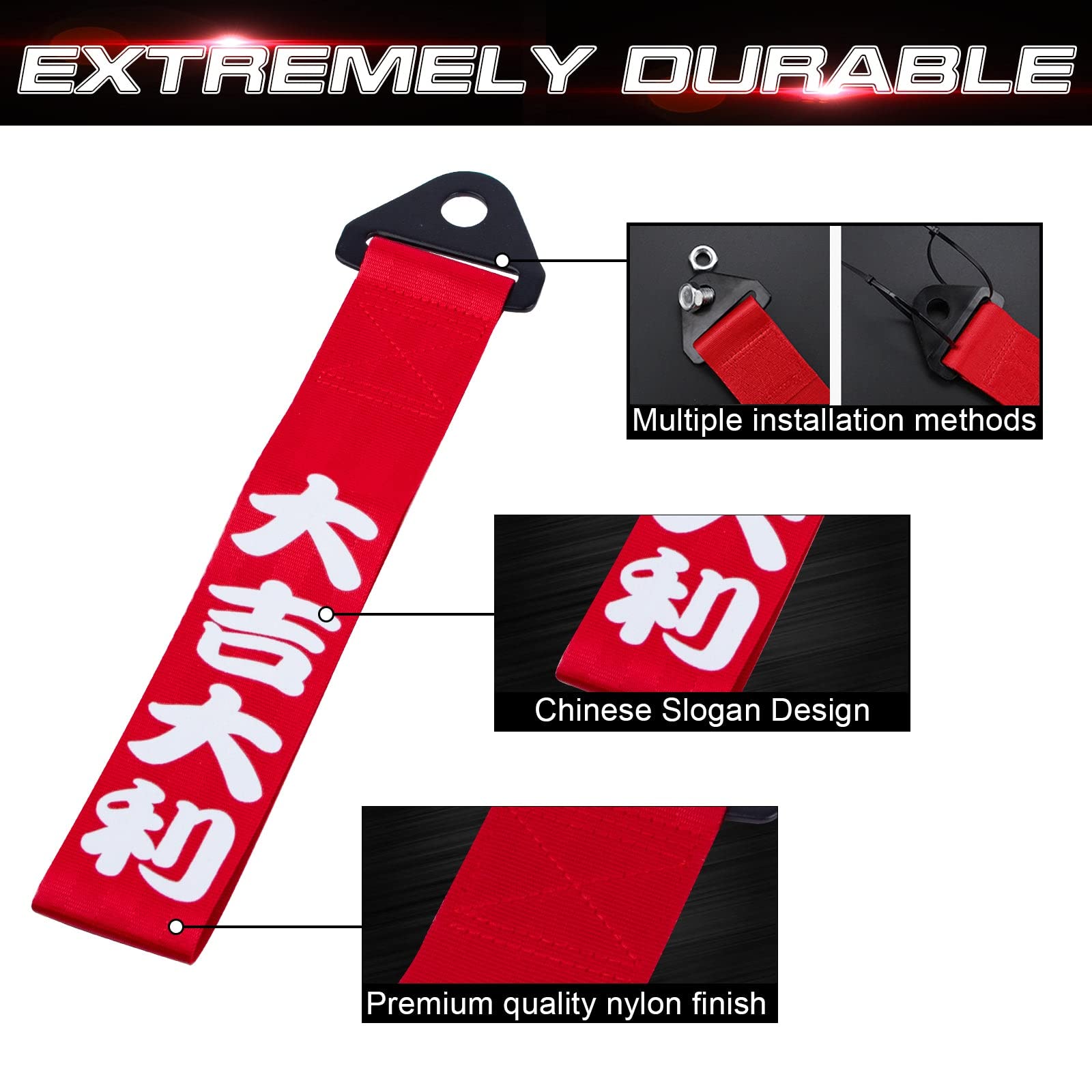 応援グッズ po Amazon.com: Xotic Tech JDM Sports Red Racing Tow Strap