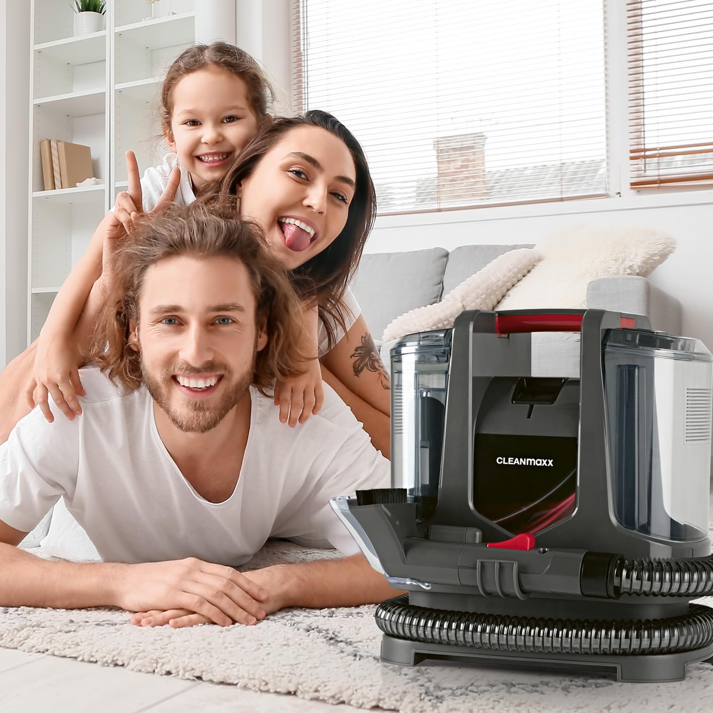 CLEANmaxx Nettoyant pour tapis et tissus d'ameublement compact plus | Aspirateur de lavage inclus EASYmaxx Nettoyeur de tapis | Aspirateur humide et nettoyant pour aspirateur de lavage, adapté pour