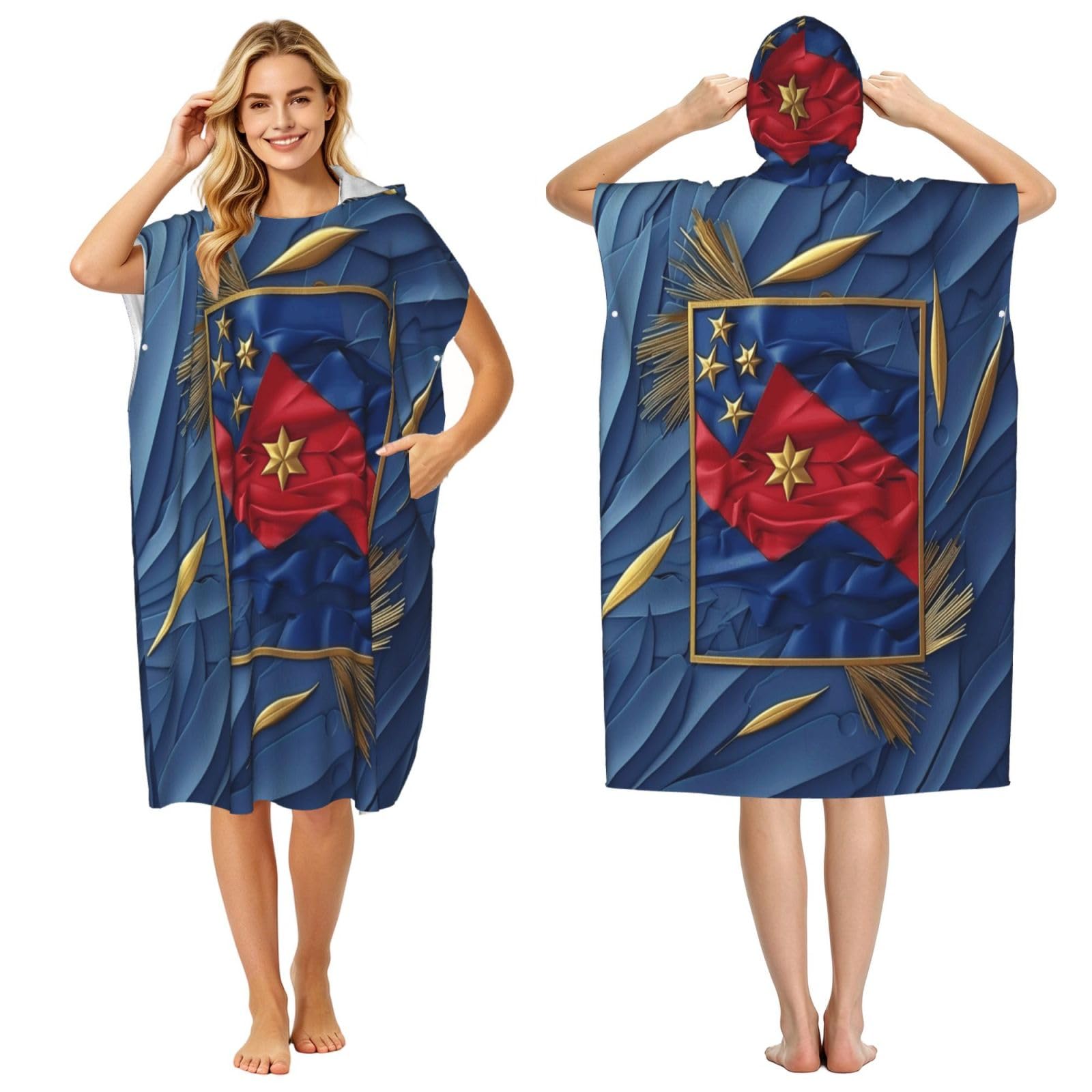 KLGRTJHK Flag Of North Carolina Adult Hooded Beach Poncho Towel 43"X35"