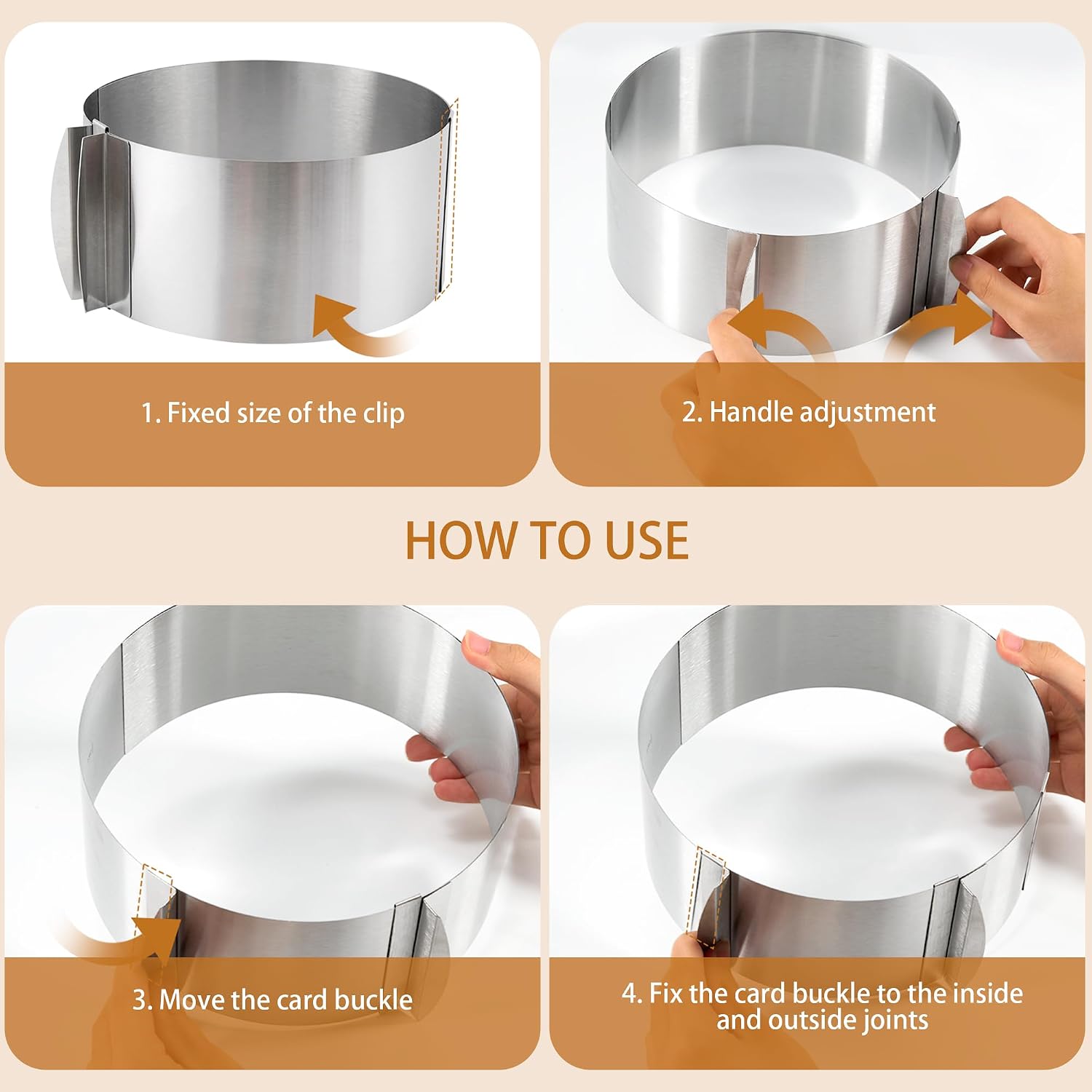 6-12 Inch Adjustable Round Cake Ring Cutter, Stainless Steel for Desserts Pastry Crumpets