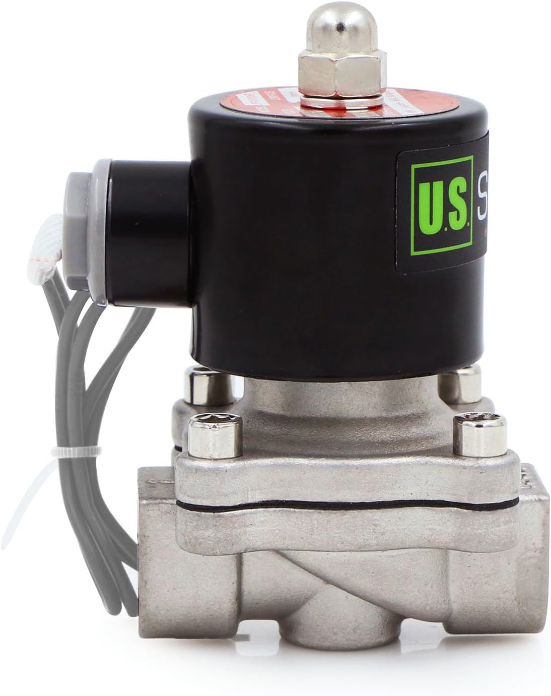 U.S. Solid 1/2" Stainless Steel Electric Solenoid Valve 24V DC N.C. VITON Water Air Fuel