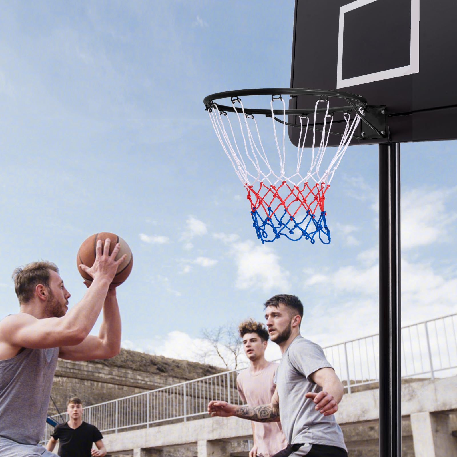 GOPLUS - Cesta de baloncesto, anillo colgante de baloncesto, reemplazo con material de fijación, cesta de baloncesto interior y exterior, para pared, puerta, panel trasero