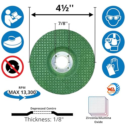 Vista 2 de Paquete de 20 muelas abrasivas flexibles de 4 1/2 pulgadas × 1/8 pulgadas x 7/8 pulgadas para amoladora angular, grano de circonio, 4 1/2 pulgadas