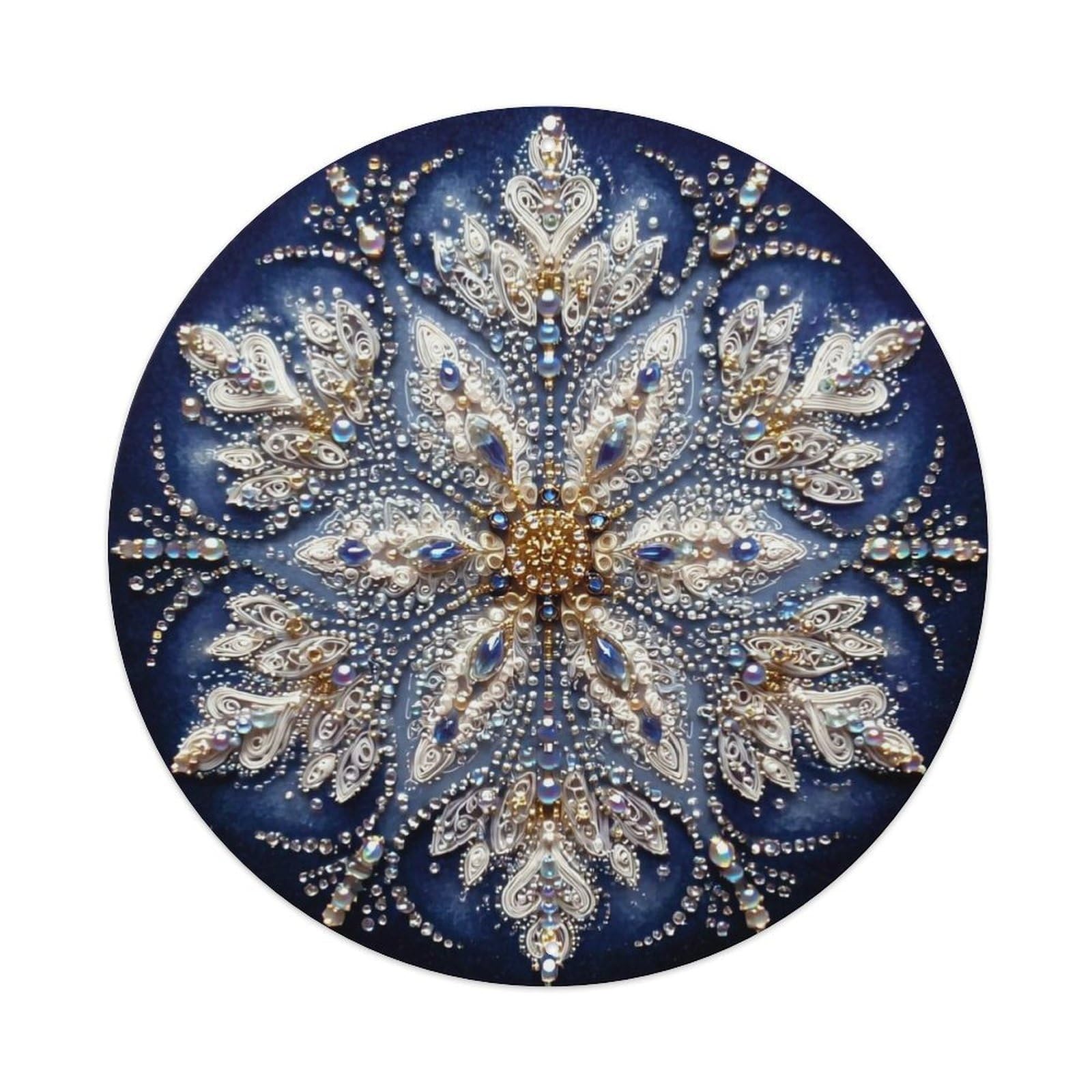 Snowflake Embroidery Pattern Design Art Retro Metal Sign Round Tin Sign, Vintage Decor Art Poster for Bar, Home, Man Cave, Kitchen, Laundry Room Gift 8x8Inch