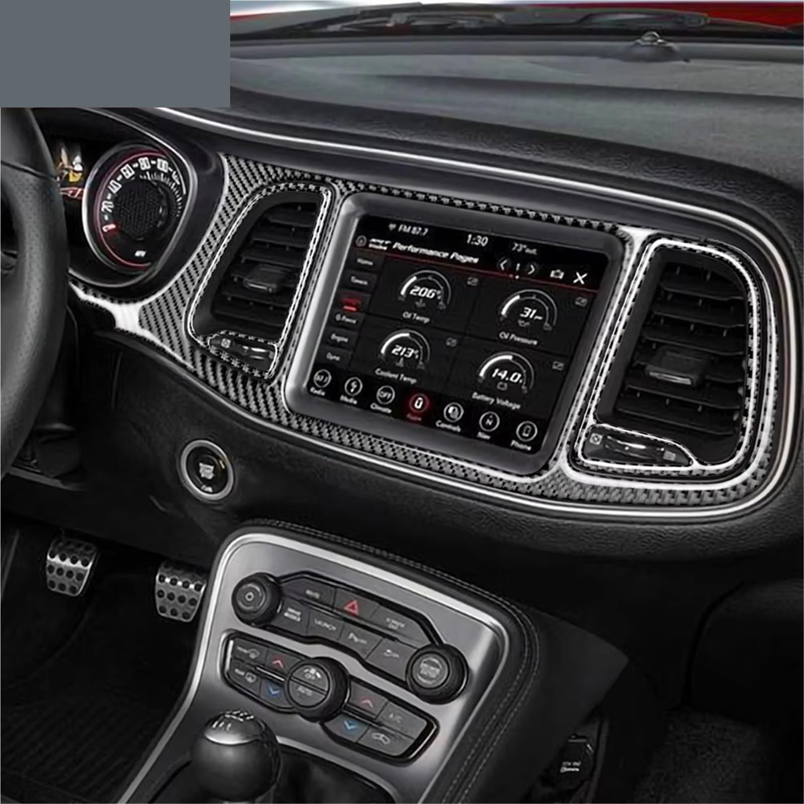 Konsola środkowa uchwyt na kubek ramka ramka zamiennik dla Dodge dla Challenger 2015 2016 2017 2018-2023 naklejka wykończenia konsoli środkowej kierowcy prawdziwe miękkie włókno węglowe