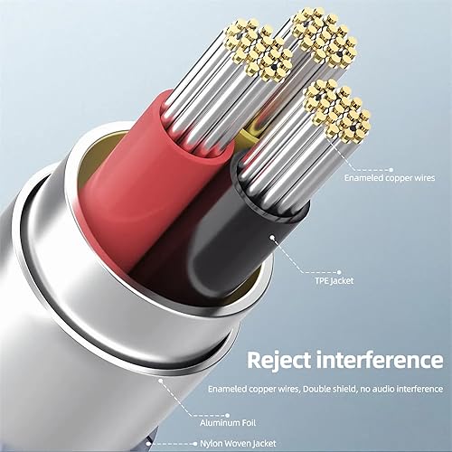 Miniatura 3 de Henrety Cable auxiliar de 0.138 in (3.3 pies3.3 ft, paquete de 2)  Cable auxiliar de audio macho a macho para auriculares, automóvil, estéreo