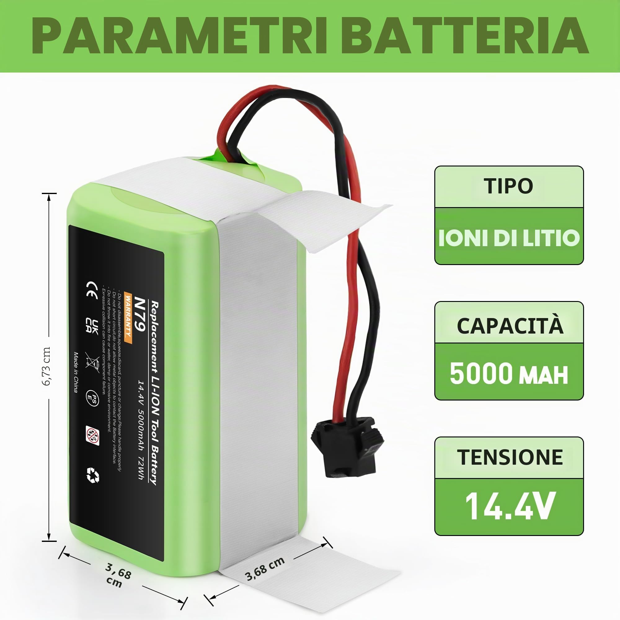 14,4V 5000mAh Batteria Ricambio per IKHOS Netbot S14 S15, Eufy RoboVac 11 11S 15C 15C MAX 15T 30 30C 30 MAX 35C, Ecovacs Deebot N79 DN622 N79S Conga 990 1090 1790 1990