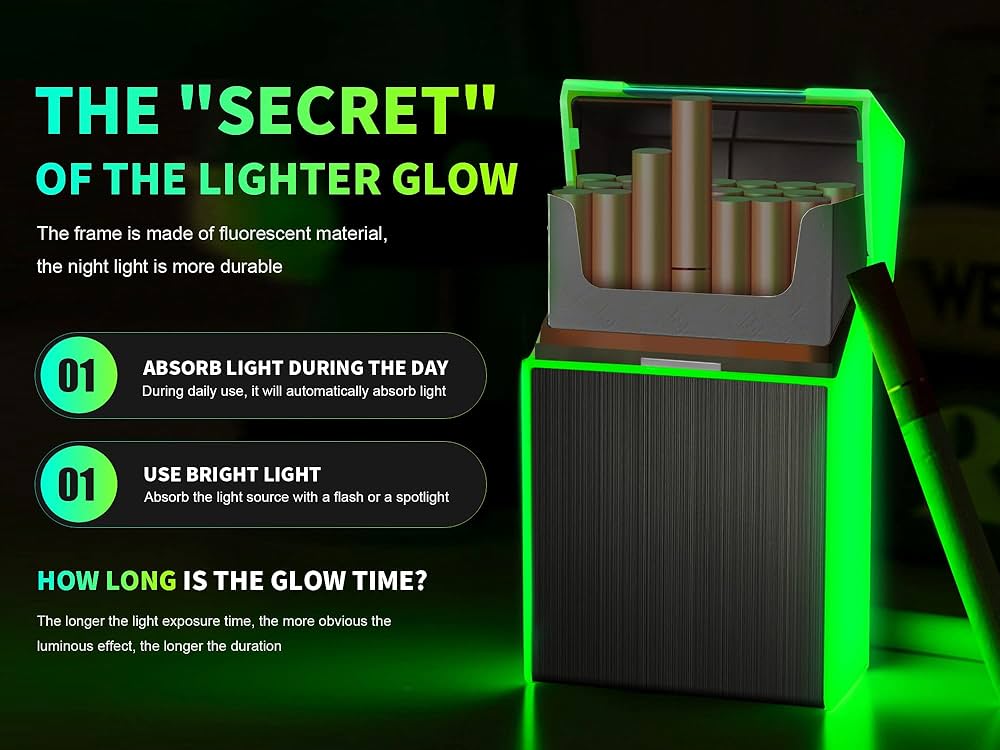 GINGER STRINGS Lighter＋ Lighter Case Set x-lighter XL207A Glowing Cigarette Case, Smell-Proof